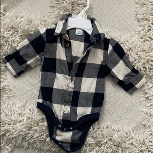 Navy Buffalo plaid onesie